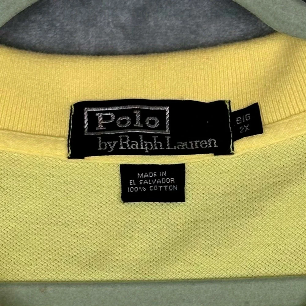 Polo Ralph Lauren Mens Big 2X Yellow Short Sleeve‎ Pique Polo Shirt Hi-Lo Hem